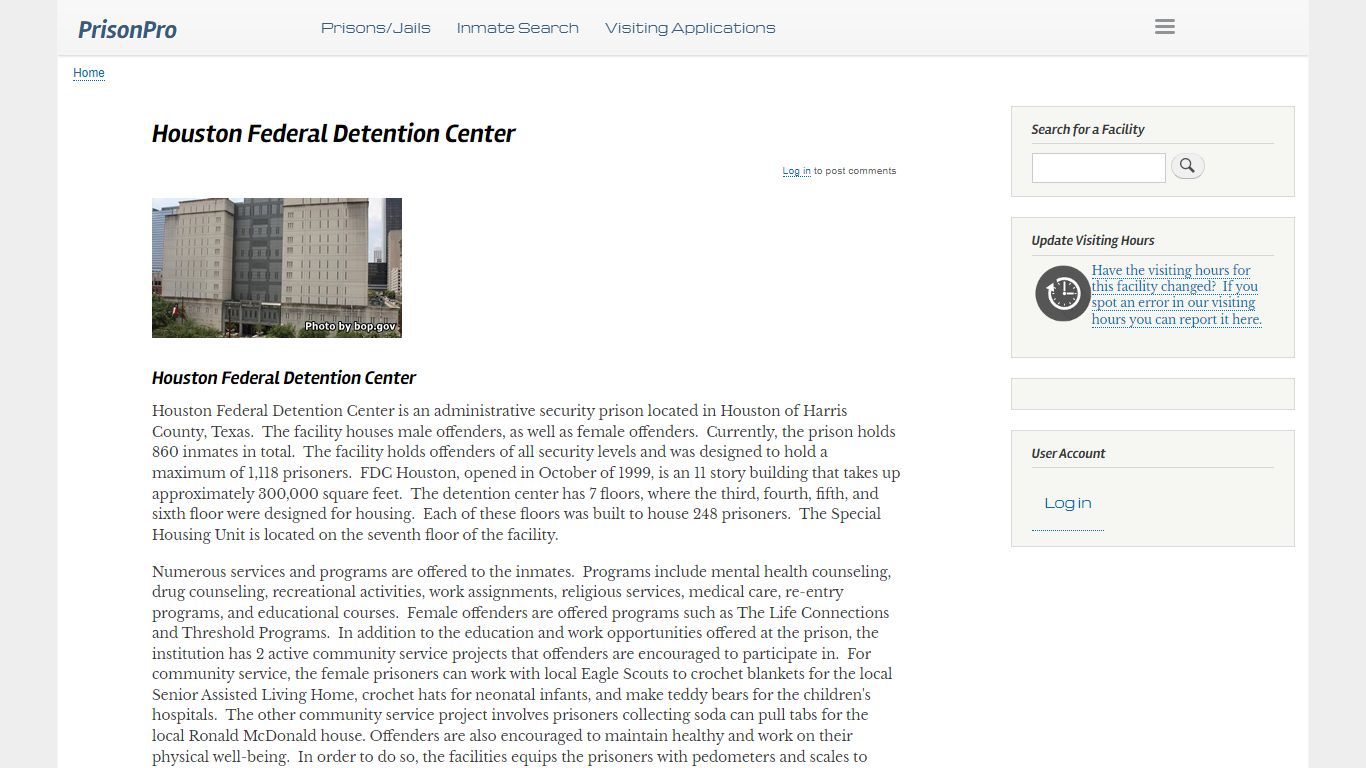 Houston Federal Detention Center Visiting hours, inmate phones, mail